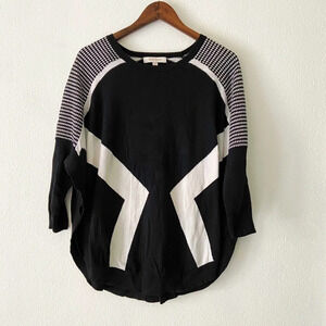 Slouchy Sweater Retro Batwing Relaxed Long Sleeve High Slit Side M/L Cotton